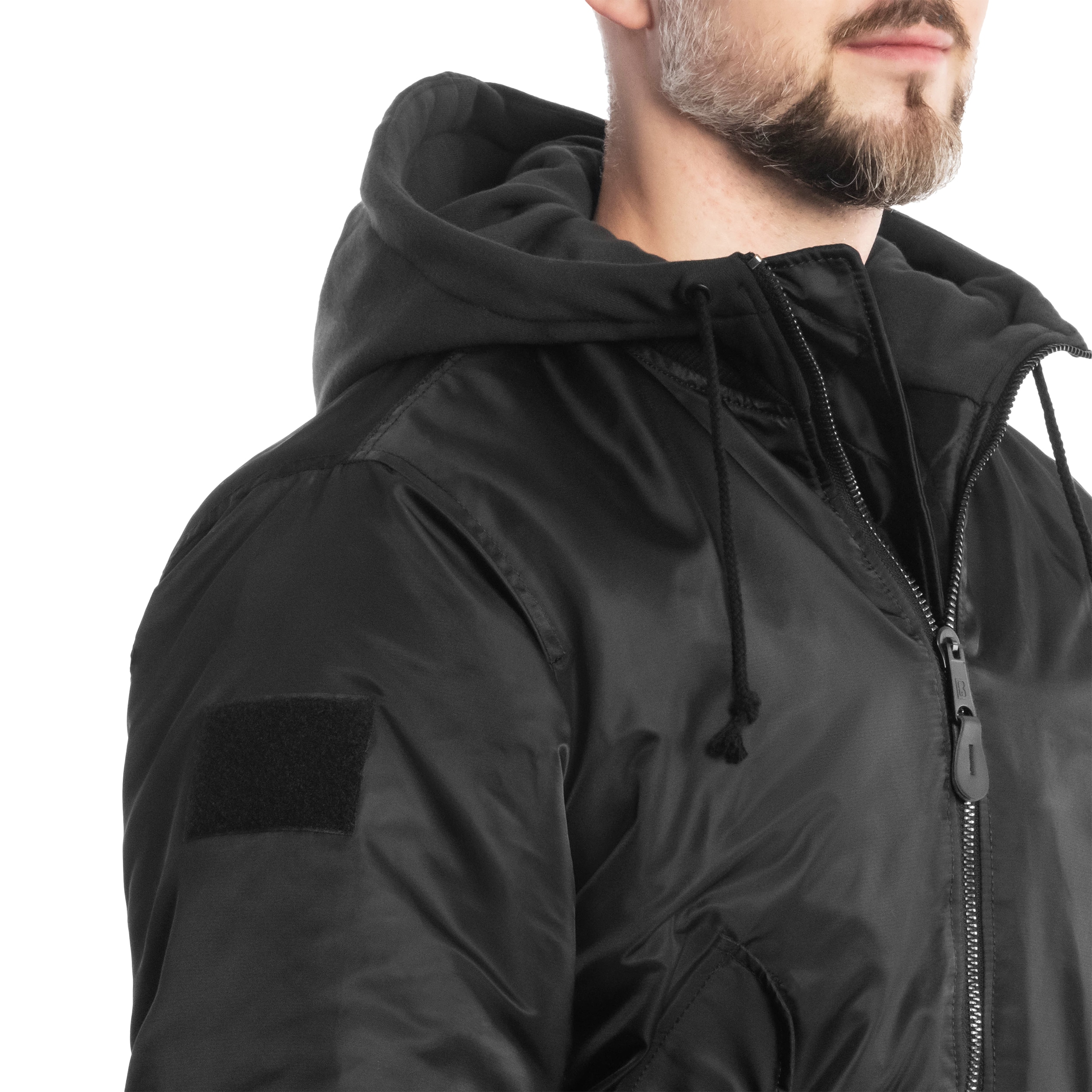 Brandit - MA1 Sweat Hooded Jacket - Bomberjacke mit Kapuze - Black