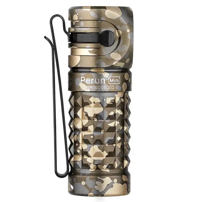 Olight - Perun Mini CW - Taktische Winkeltaschenlampe mit Stirnband - Desert Camo- 1000 Lumen