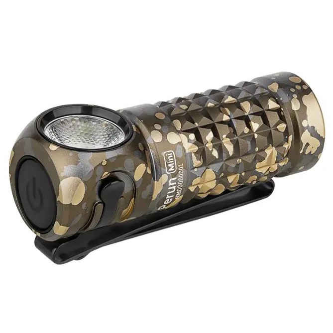 Olight - Perun Mini CW - Taktische Winkeltaschenlampe mit Stirnband - Desert Camo- 1000 Lumen