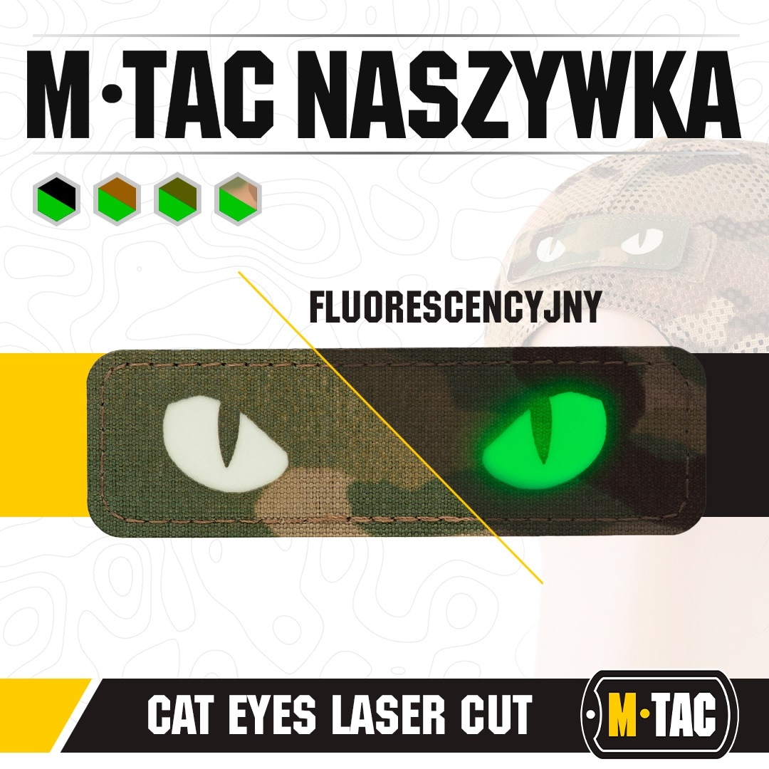 M-Tac - Cat Eyes - Fluoreszierender Aufnäher mit Katzenaugen-Symbol - Multicam/GID