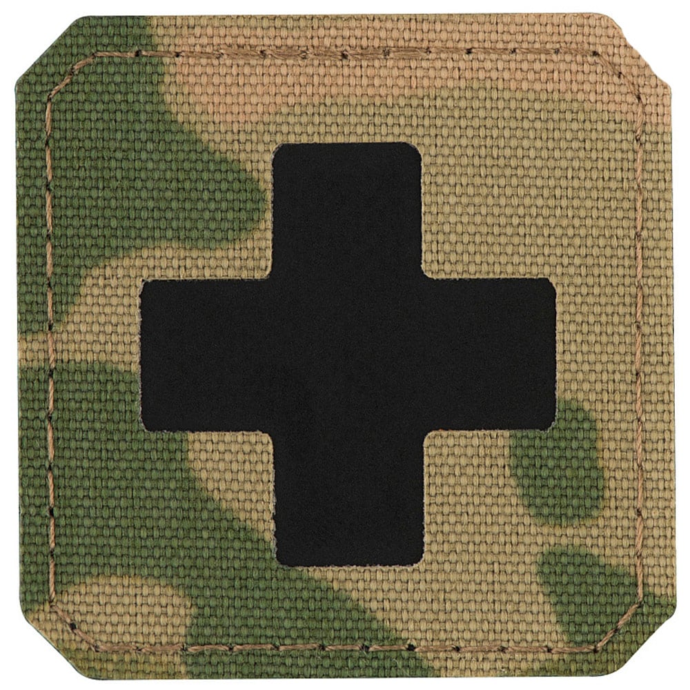 M-Tac - Medic Cross Laser Cut - Aufnäher mit Klettrückseite für Militärisches Sanitätspersonal - Multicam/Black