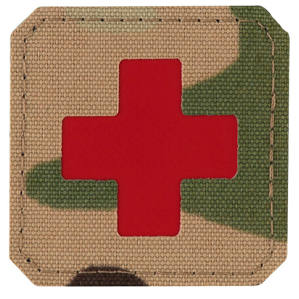 M-Tac - Medic Cross Laser Cut - Aufnäher mit Klettrückseite für Militärisches Sanitätspersonal - Multicam/Red