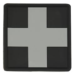 M-Tac - Medic Cross Square PVC- Aufnäher mit Klettrückseite für Militärisches Sanitätspersonal PVC - Black/Grey