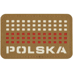 M-Tac - Flaga Polska Laser Cut -  Polnische Fahne-Aufnäher mit Aufschrift "Polska" - Coyote/White/Red