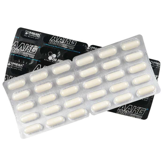 Olimp Sport Nutrition - 1250 Extreme Mega Caps - Nahrungsergänzungsmittel - L-Arginin Alpha-Ketoglutarat (AAKG) 30 Kapseln 