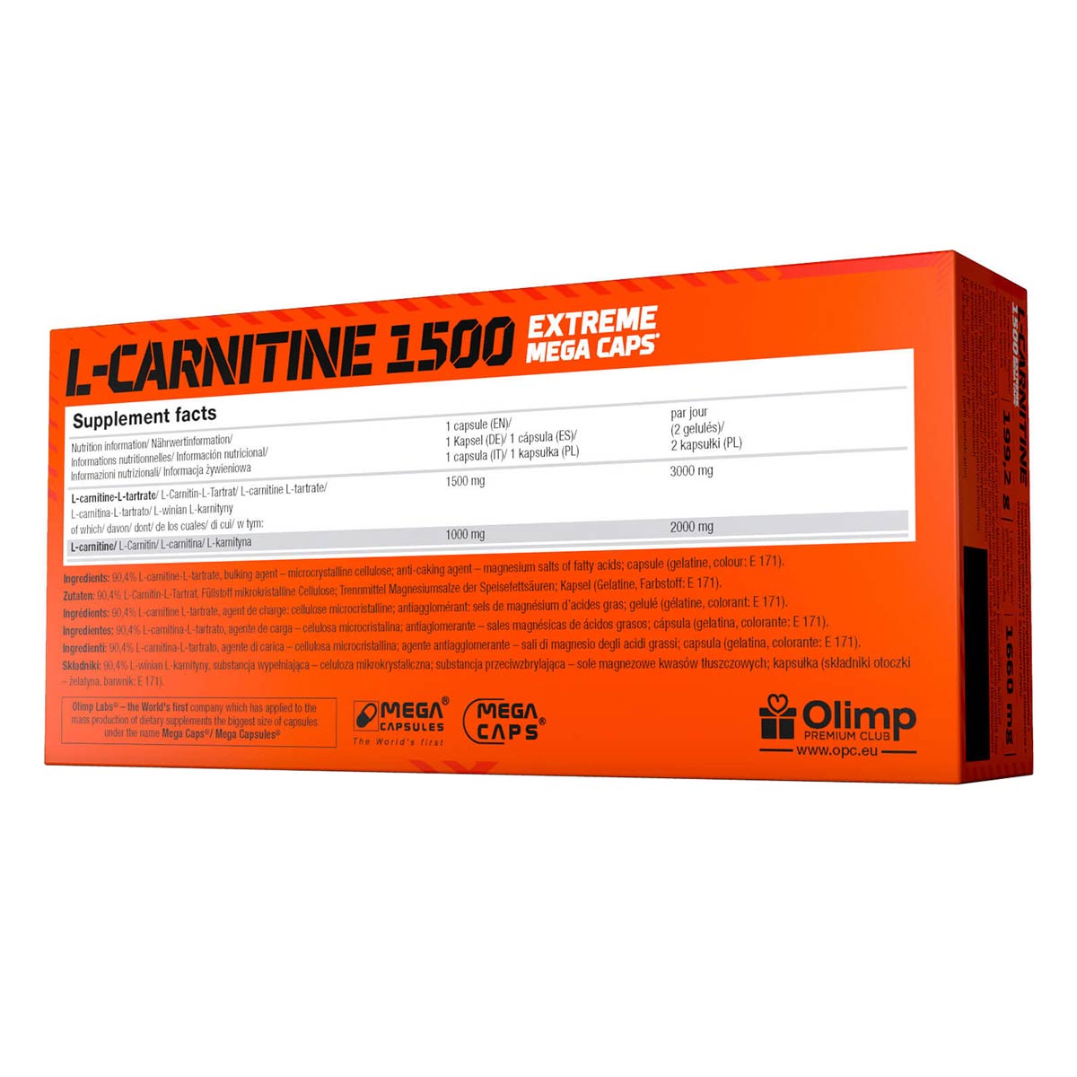 Olimp Sport Nutrition - L-Carnitine 1500 Extreme Mega Caps - Nahrungsergänzungsmittel - Hoher L-Carnitin-Gehalt 120 Kapseln