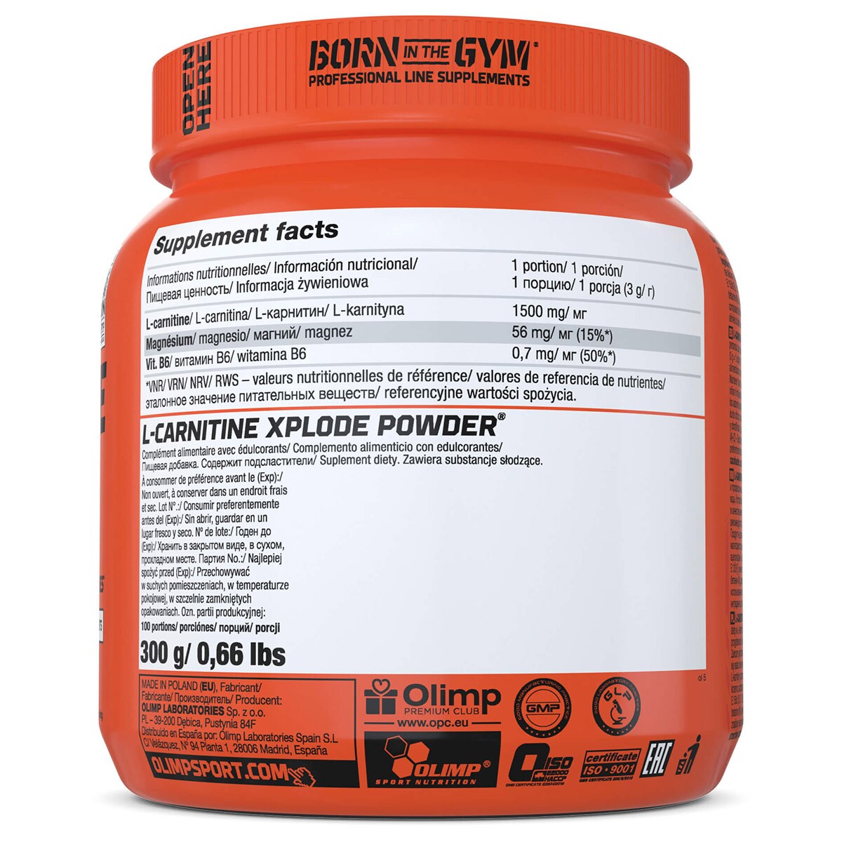 Olimp Sport Nutrition - Olimp L-Carnitine Xplode Powder - Nahrungsergänzungsmittel - Fettverbrenner 300 g - Orangengeschmack