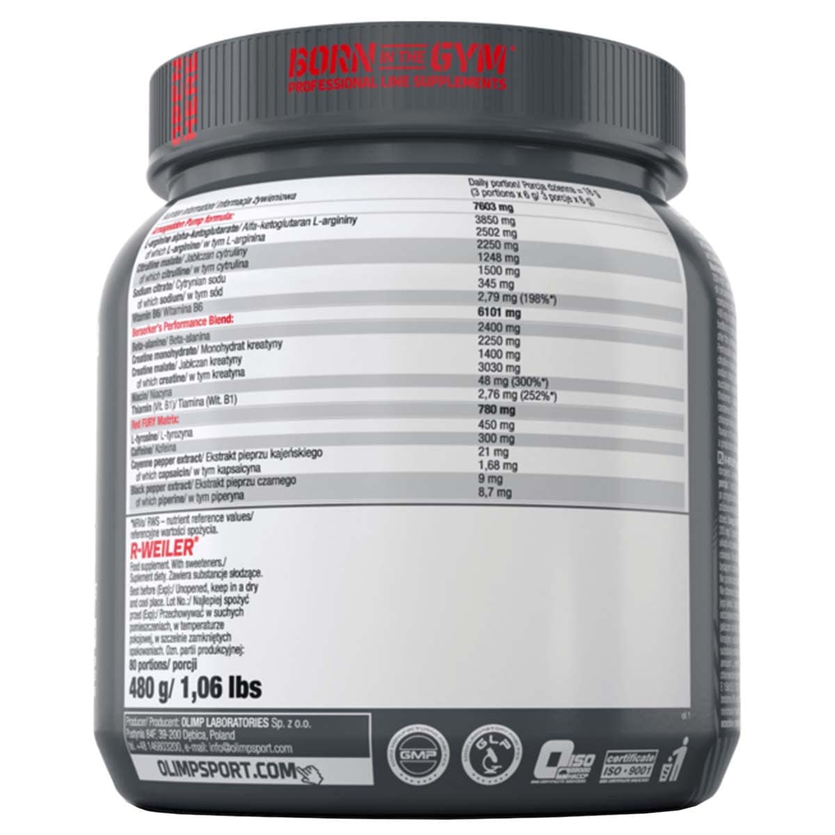 Olimp - R-Weiler - Nahrungsergänzungsmittel - Pre-Workout-Produkt für vor dem Training 480 g - Blueberry Madness