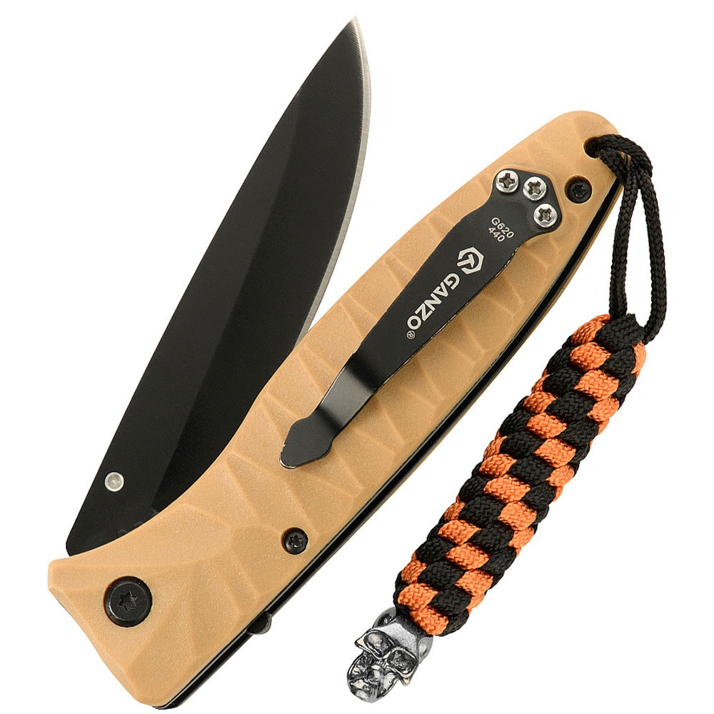 M-Tac - Helix Skull - Multifunktioneller Schlüsselanhänger aus Paracord mit Schädel-Motiv - Black/Orange