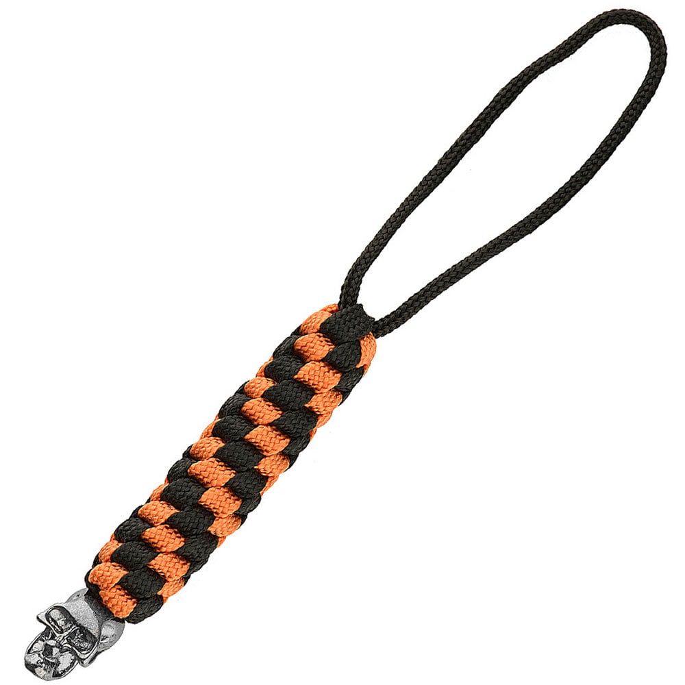 M-Tac - Helix Skull - Multifunktioneller Schlüsselanhänger aus Paracord mit Schädel-Motiv - Black/Orange