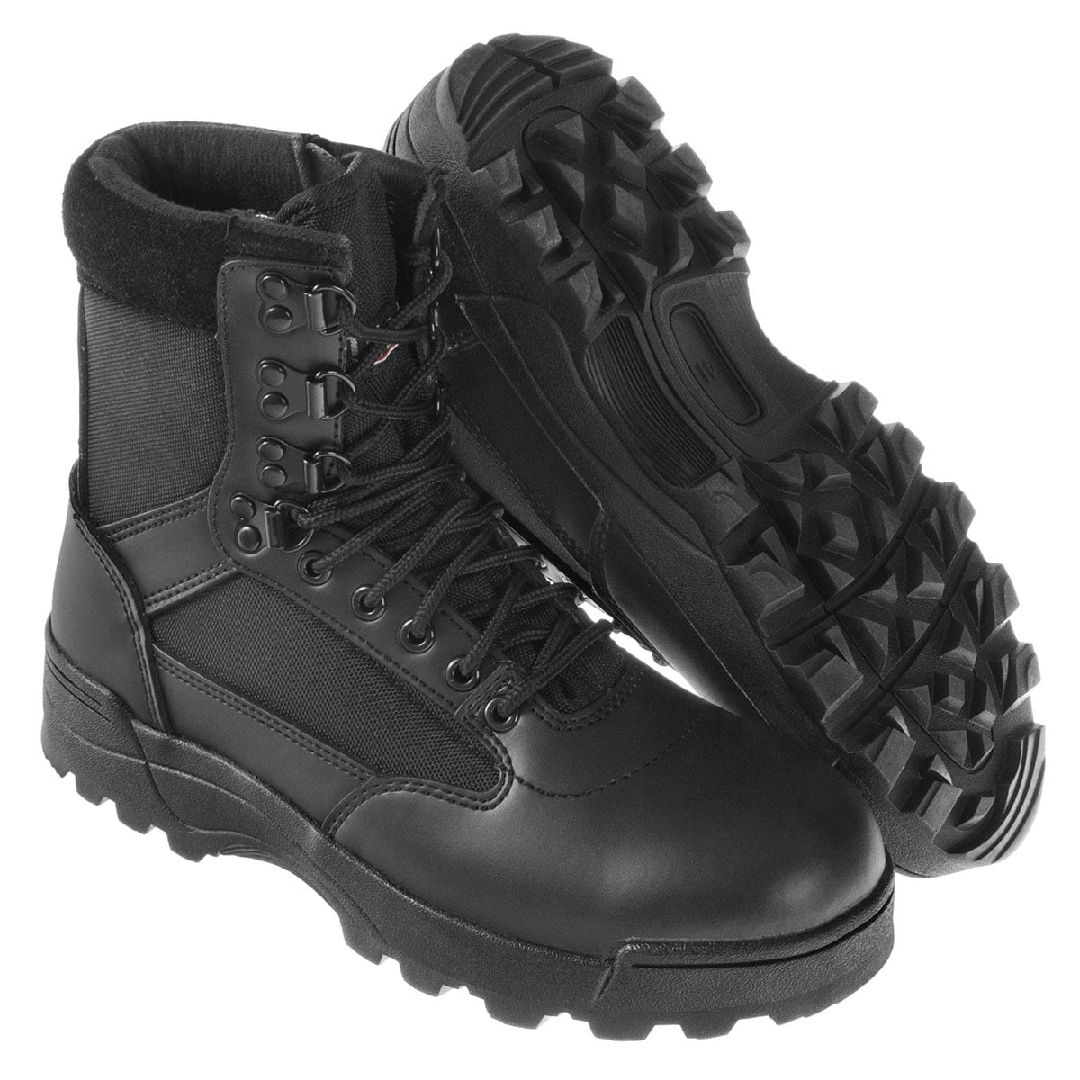 Black military boots with zipper on sale