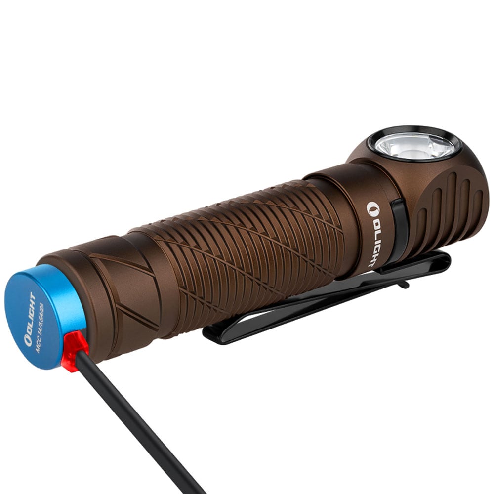 Olight - Perun 2 Cool White Kit Desert Tan - Stirn- und Winkeltaschenlampe mit Stirnband - 2500 Lumen