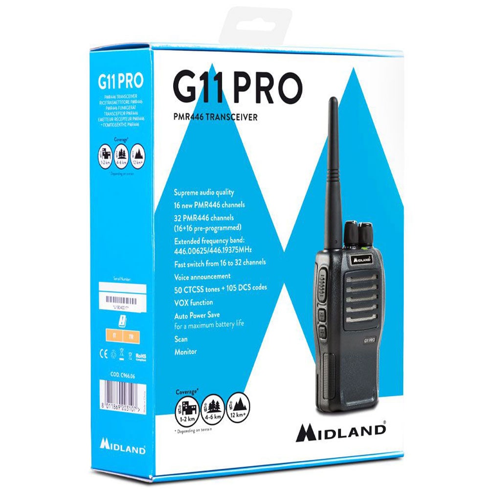 Midland - G11 Pro PMR - Sprechfunkgerät - Black