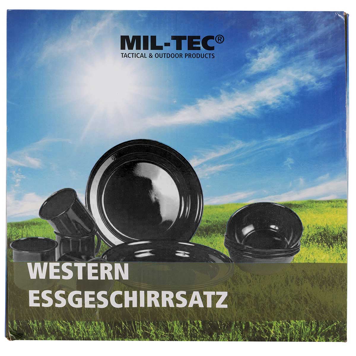 Mil-Tec Western Black - 12-teiliges Reisegeschirr-Set