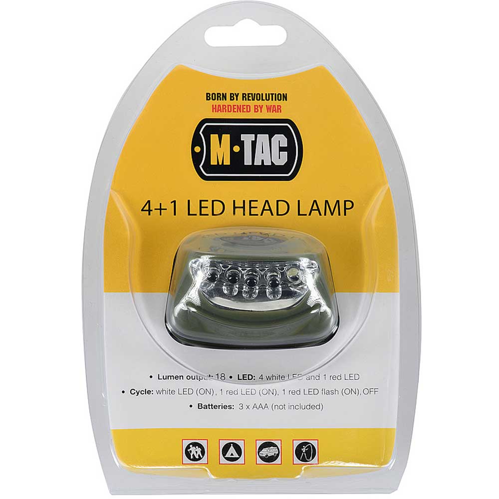 M-Tac - 4+1 LED-Stirnlampe 18 Lumen - Olive