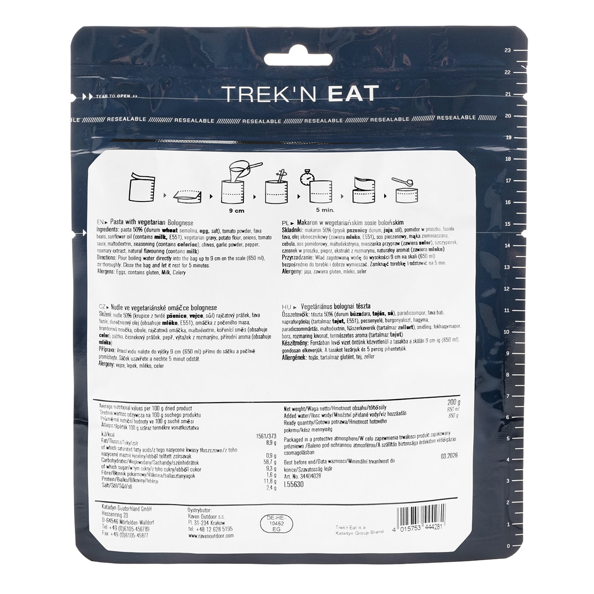 Trek'n Eat-Gefriergetrocknete Lebensmittel - Vegetarische Bolognese 200 g