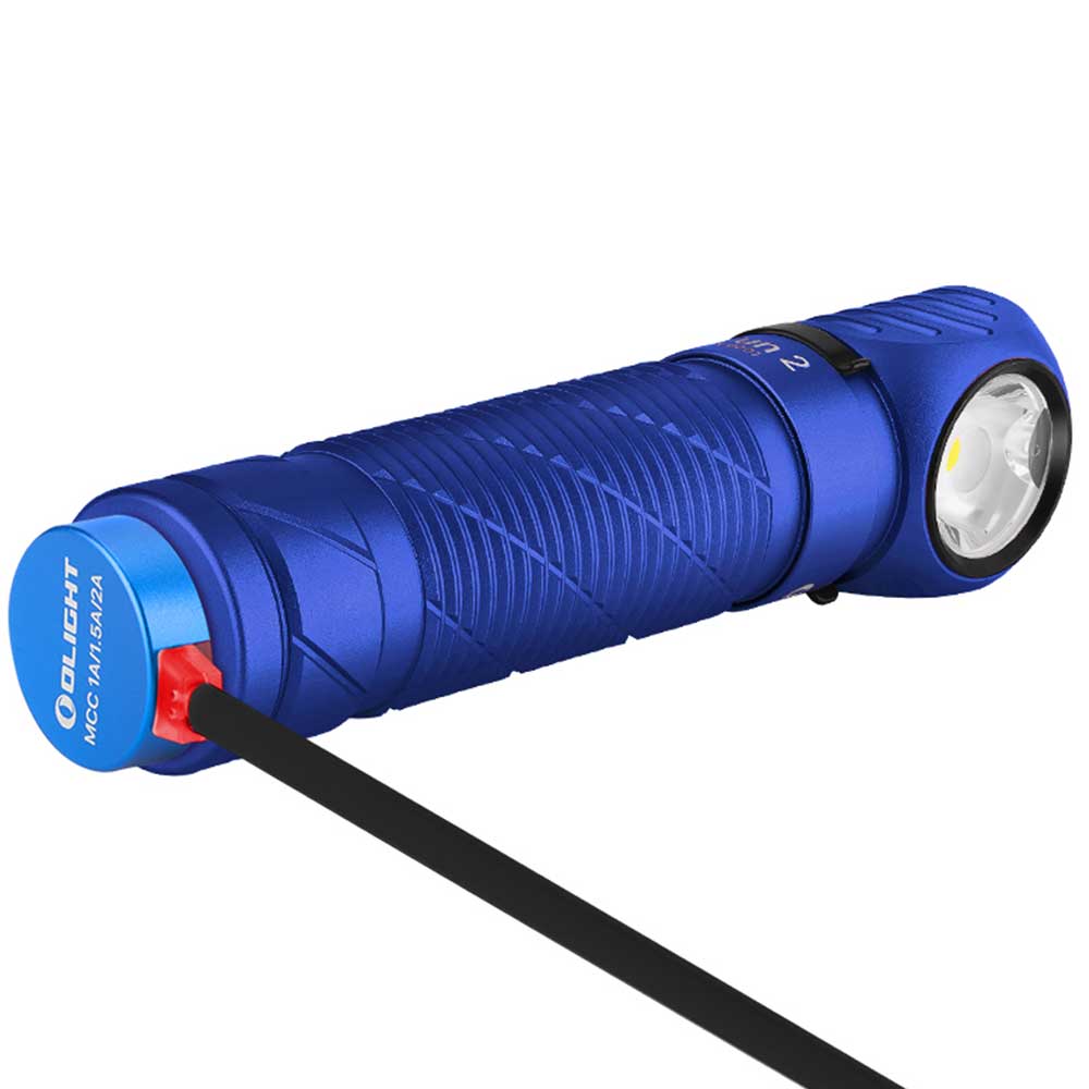 Olight - Perun 2 Cool White Kit - Stirn- und Winkeltaschenlampe mit Kopfband 2500 Lumen - Blue