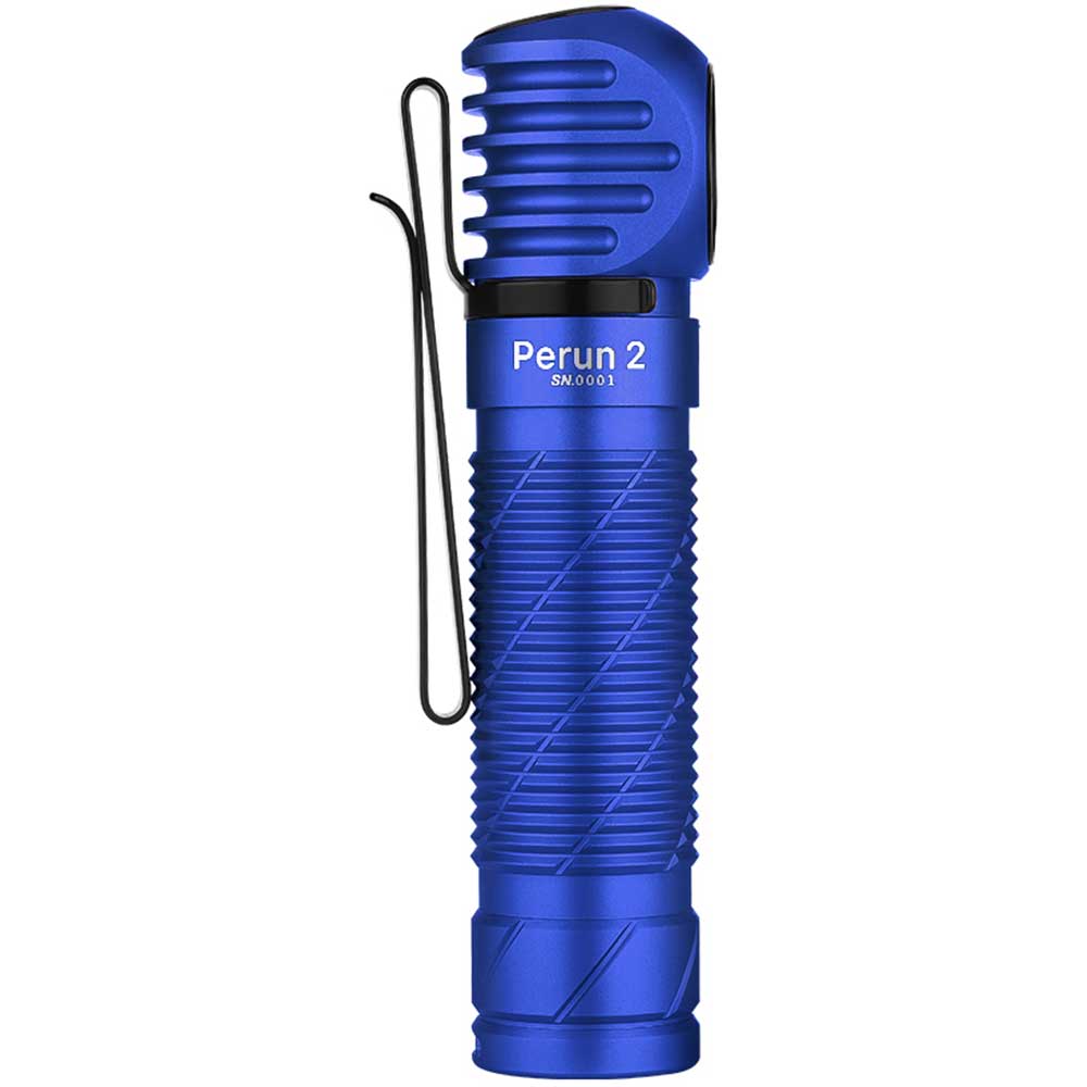 Olight - Perun 2 Cool White Kit - Stirn- und Winkeltaschenlampe mit Kopfband 2500 Lumen - Blue