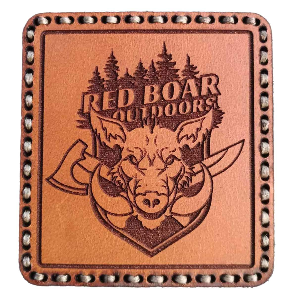 Tigerwood - Red Boar Outdoors Square - Lederaufnäher  - Light Brown