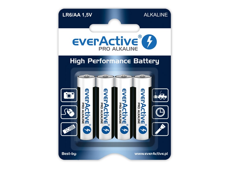 EverActive - LR6 AA Pro Alkaline 3000 mAh - Alkalibatterie 4 Stk.