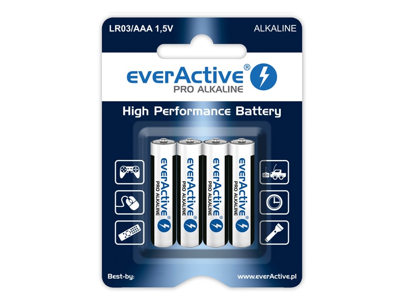 EverActive - LR03 AAA Pro Alkaline 1250 mAh blister - Alkalibatterie 4 Stk.