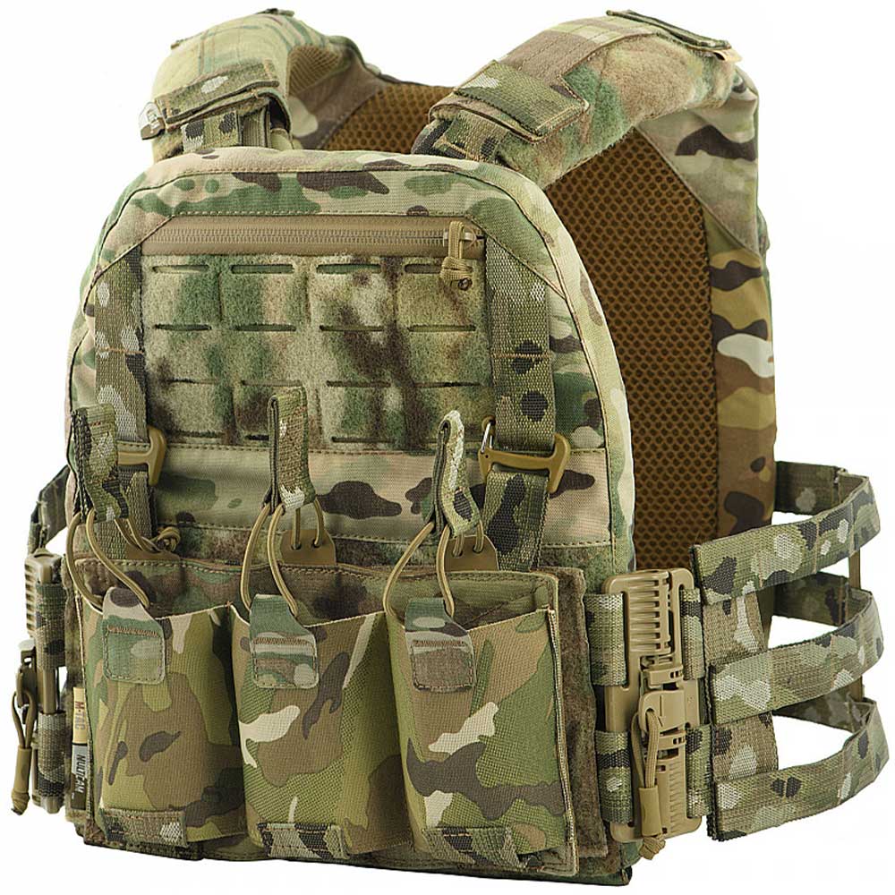 M-Tac - Plate Carrier Cuirass QRS - Taktische Schutzweste mit Taschen für Ballistische Einlagen S/M-Größe - Multicam