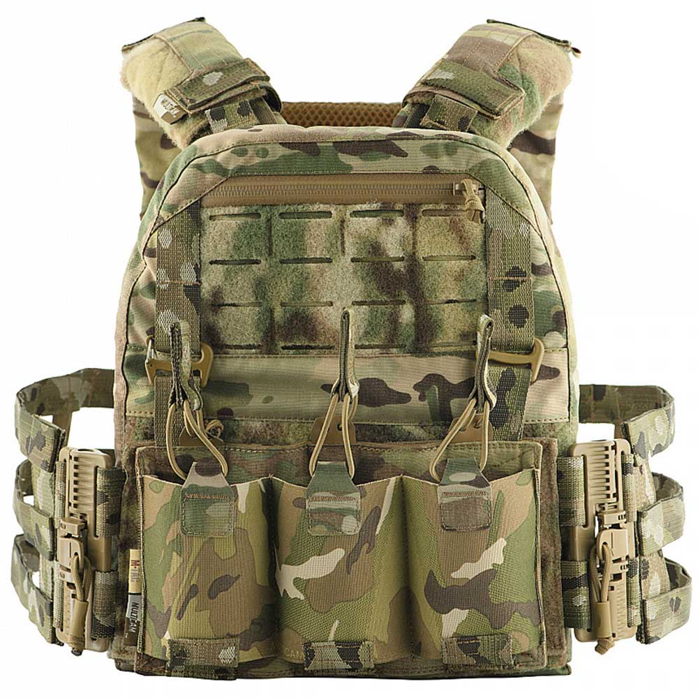 M-Tac - Plate Carrier Cuirass QRS - Taktische Schutzweste mit Taschen für Ballistische Einlagen S/M-Größe - Multicam