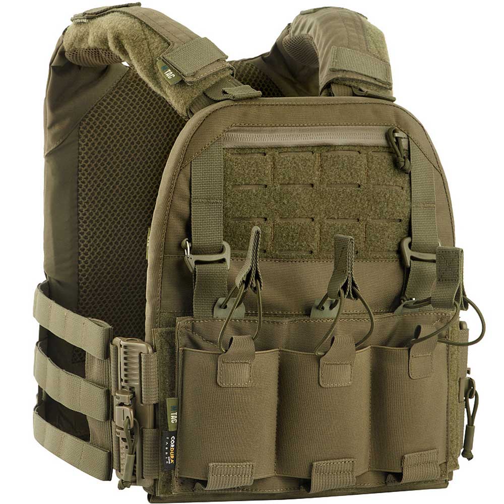 M-Tac - Plate Carrier Cuirass QRS - Taktische Schutzweste mit Taschen für Ballistische Einlagen S/M-Größe - Ranger Green