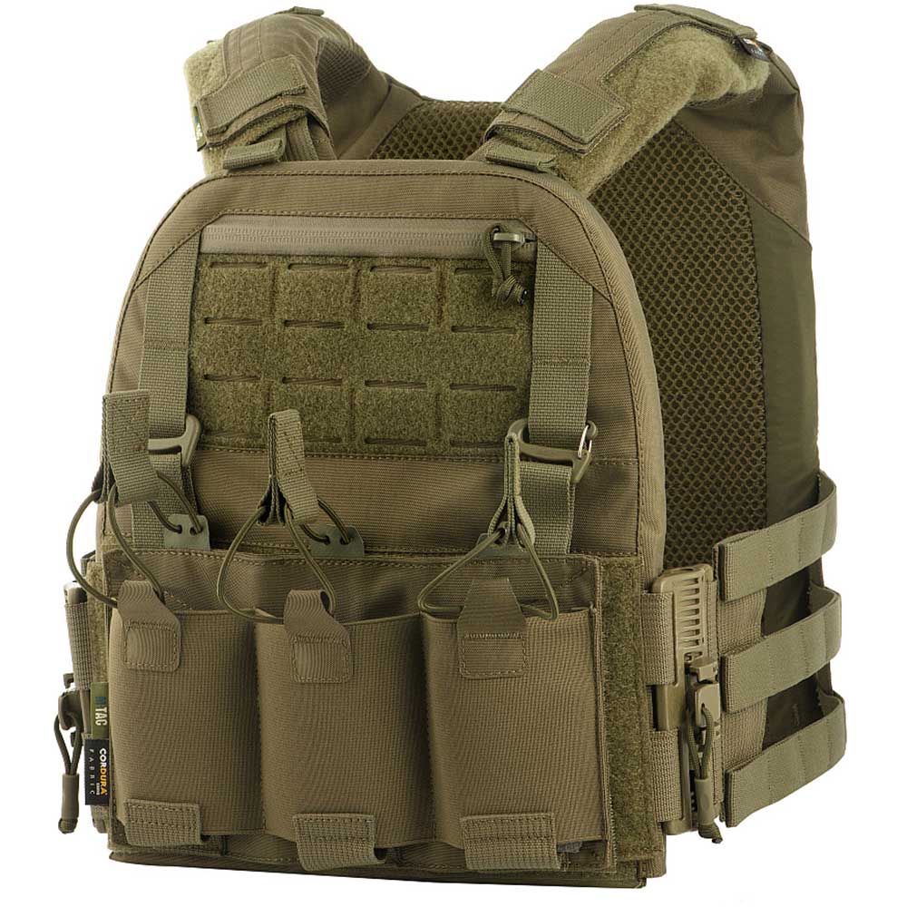 M-Tac - Plate Carrier Cuirass QRS - Taktische Schutzweste mit Taschen für Ballistische Einlagen S/M-Größe - Ranger Green