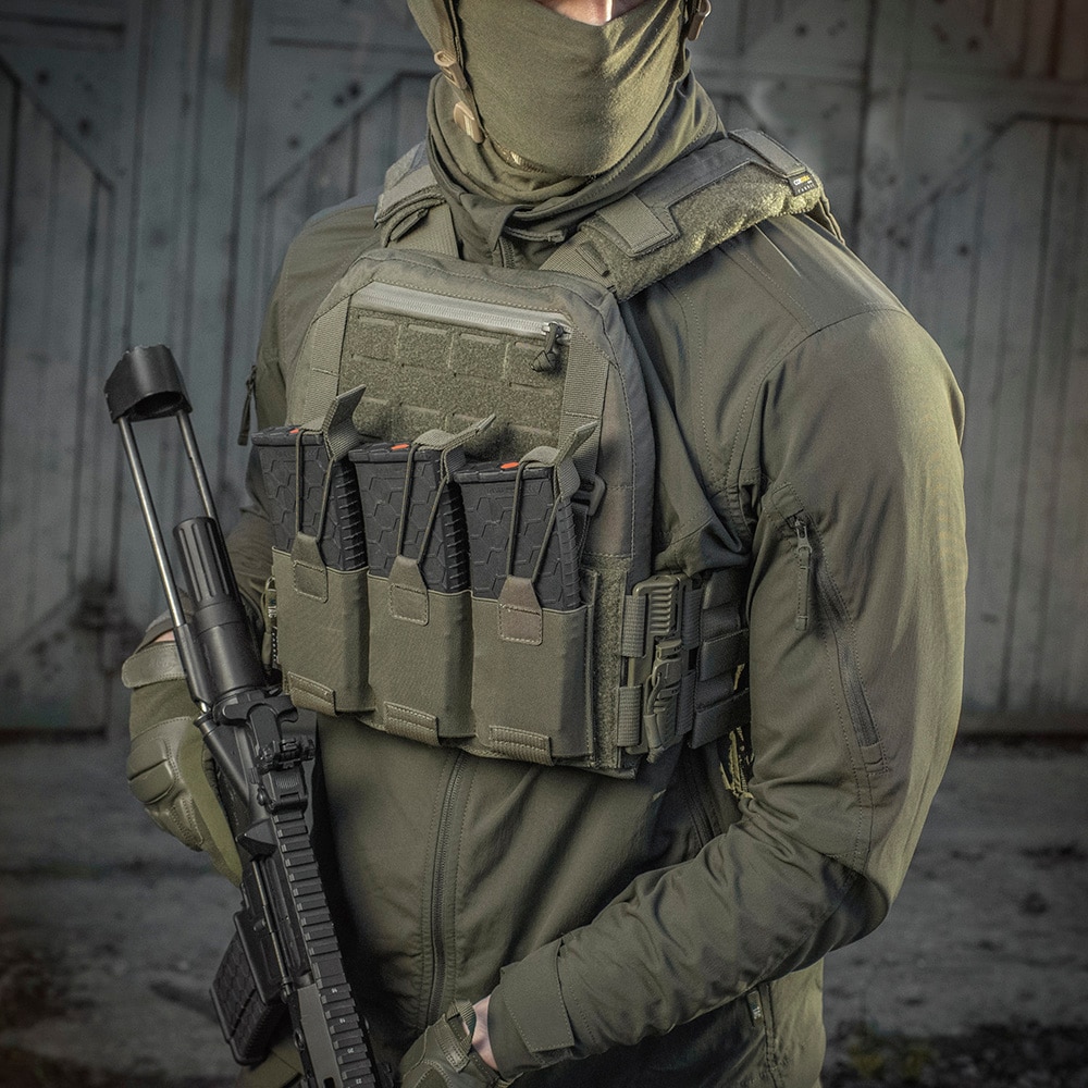 M-Tac - Plate Carrier Cuirass QRS - Taktische Schutzweste mit Taschen für Ballistische Einlagen S/M-Größe - Ranger Green