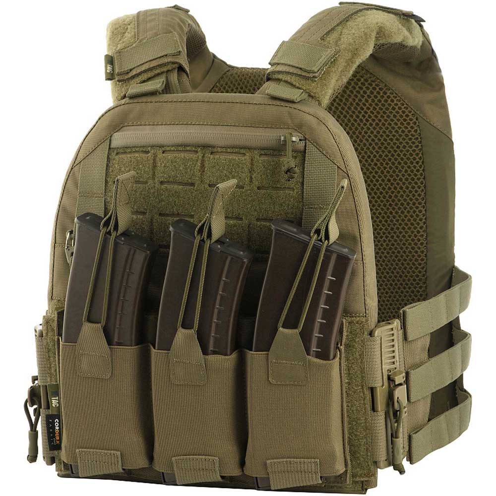 M-Tac - Plate Carrier Cuirass QRS - Taktische Schutzweste mit Taschen für Ballistische Einlagen S/M-Größe - Ranger Green