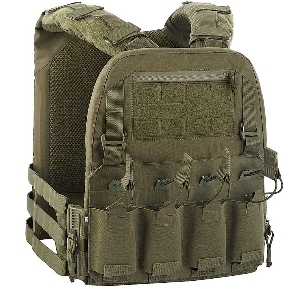 M-Tac - Plate Carrier Cuirass QRS - Taktische Schutzweste mit Taschen für Ballistische Einlagen L/XL-Größe - Ranger Green