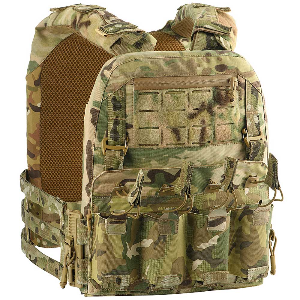 M-Tac - Plate Carrier Cuirass QRS - Taktische Schutzweste mit Taschen für Ballistische Einlagen L/XL-Größe - Multicam