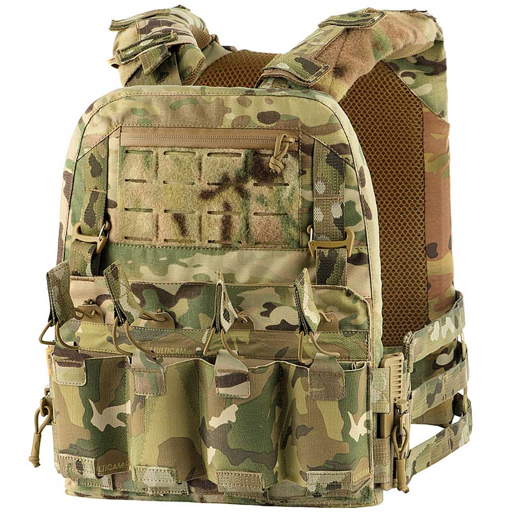 M-Tac - Plate Carrier Cuirass QRS - Taktische Schutzweste mit Taschen für Ballistische Einlagen L/XL-Größe - Multicam