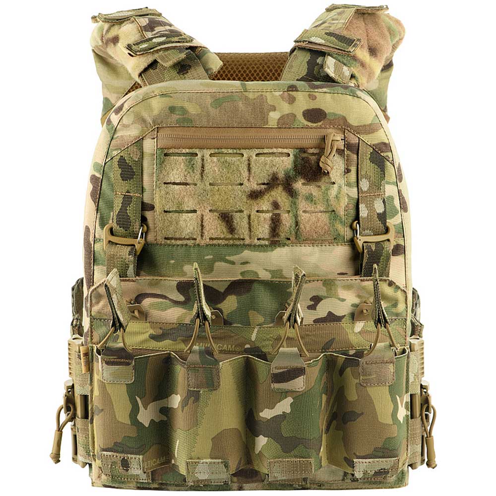 M-Tac - Plate Carrier Cuirass QRS - Taktische Schutzweste mit Taschen für Ballistische Einlagen L/XL-Größe - Multicam