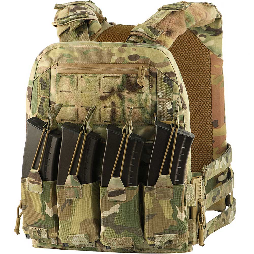 M-Tac - Plate Carrier Cuirass QRS - Taktische Schutzweste mit Taschen für Ballistische Einlagen L/XL-Größe - Multicam