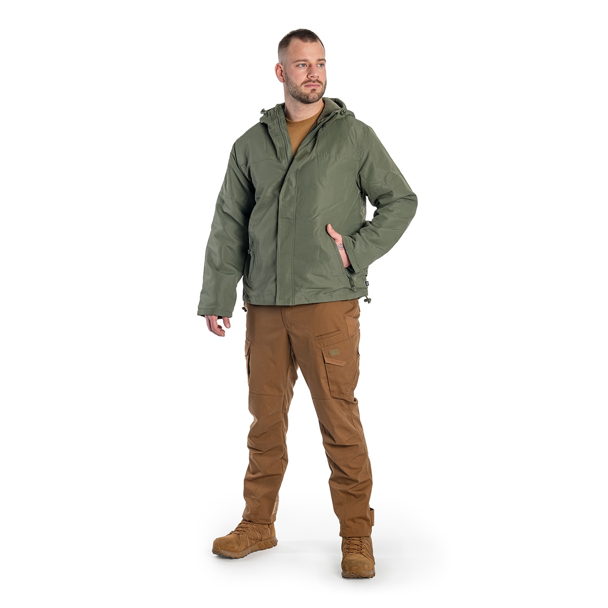 Brandit - Windbreaker Frontzip - Jacke mit Fleece-Innenseite - Olive