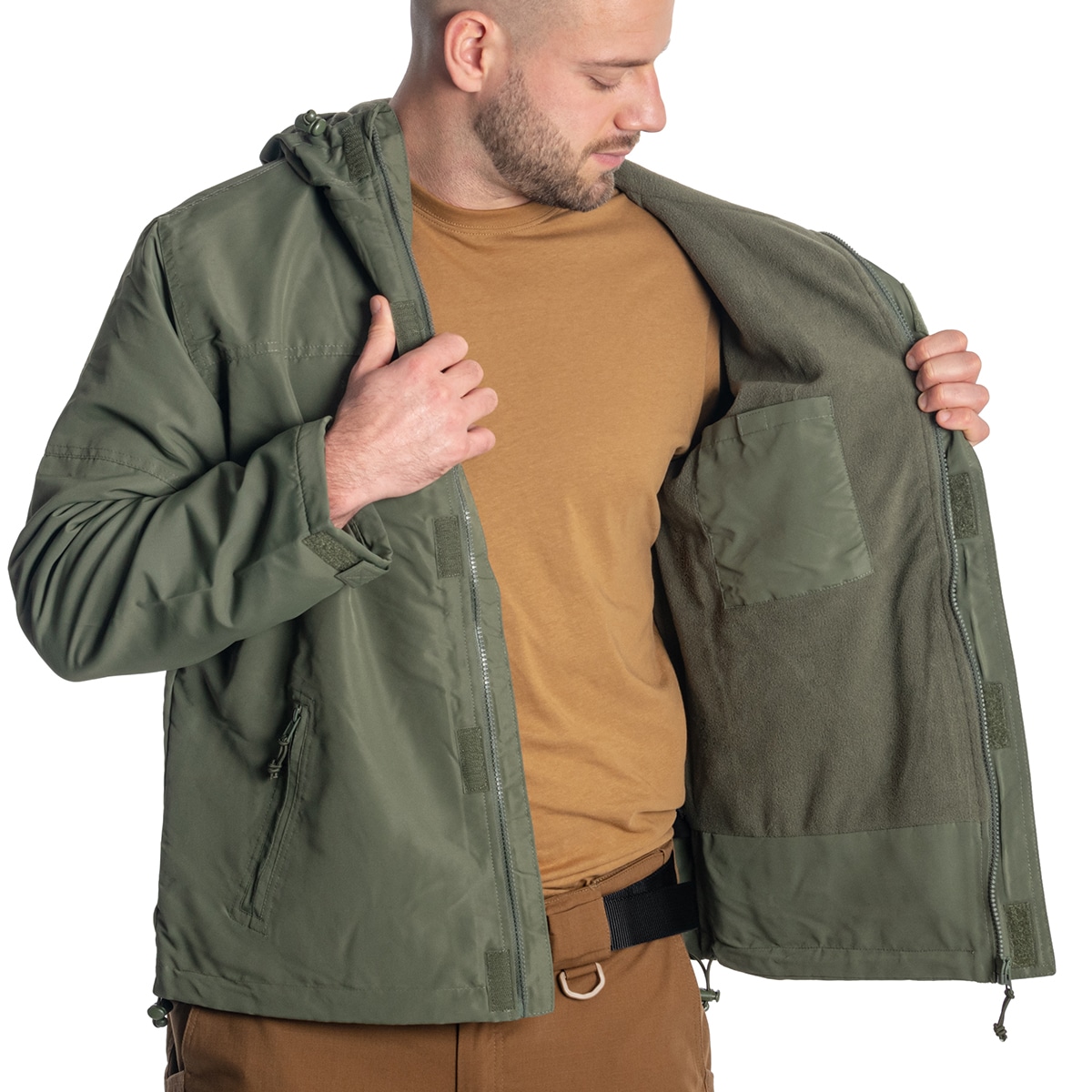 Brandit - Windbreaker Frontzip - Jacke mit Fleece-Innenseite - Olive