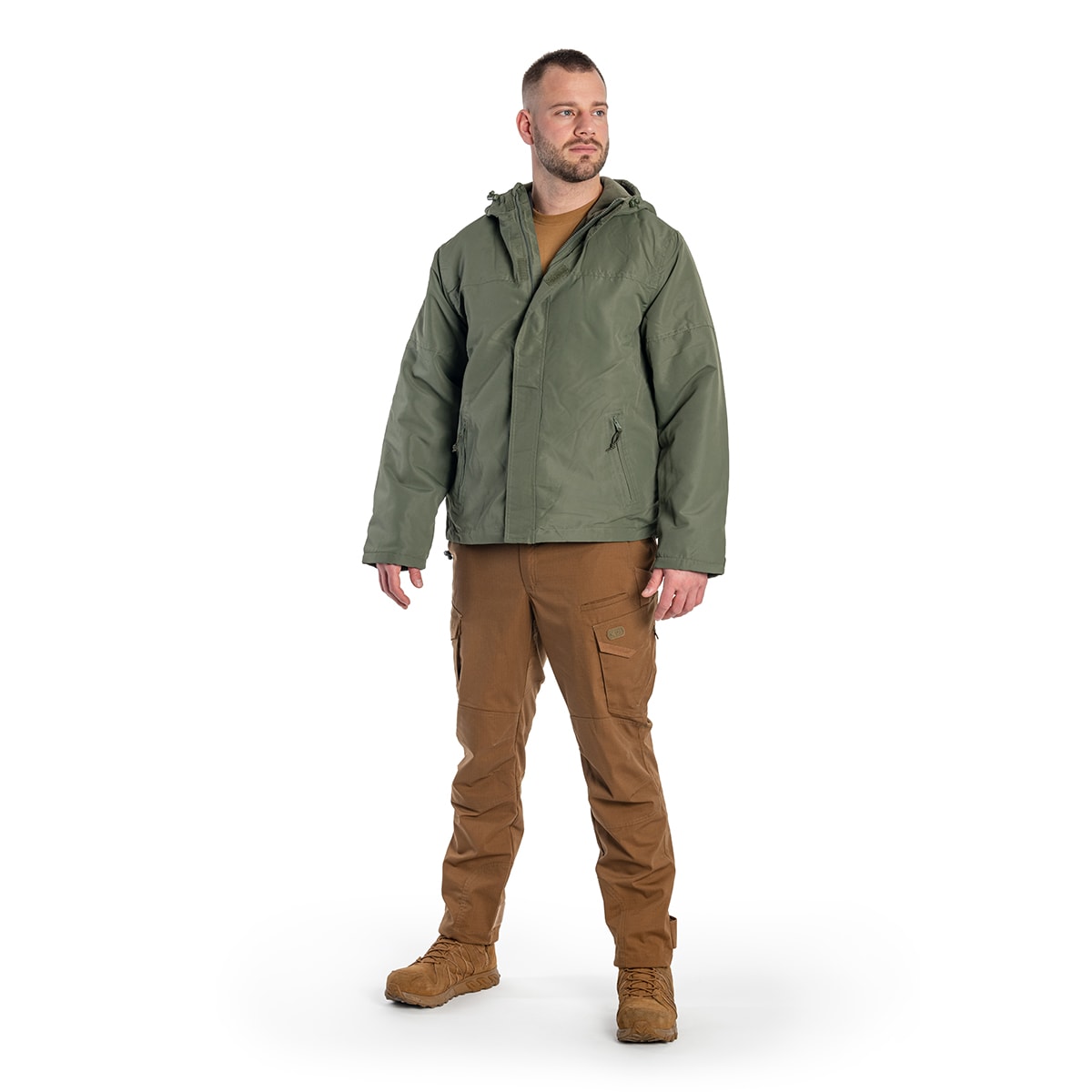 Brandit - Windbreaker Frontzip - Jacke mit Fleece-Innenseite - Olive