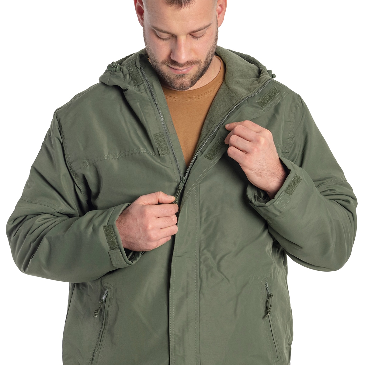 Brandit - Windbreaker Frontzip - Jacke mit Fleece-Innenseite - Olive