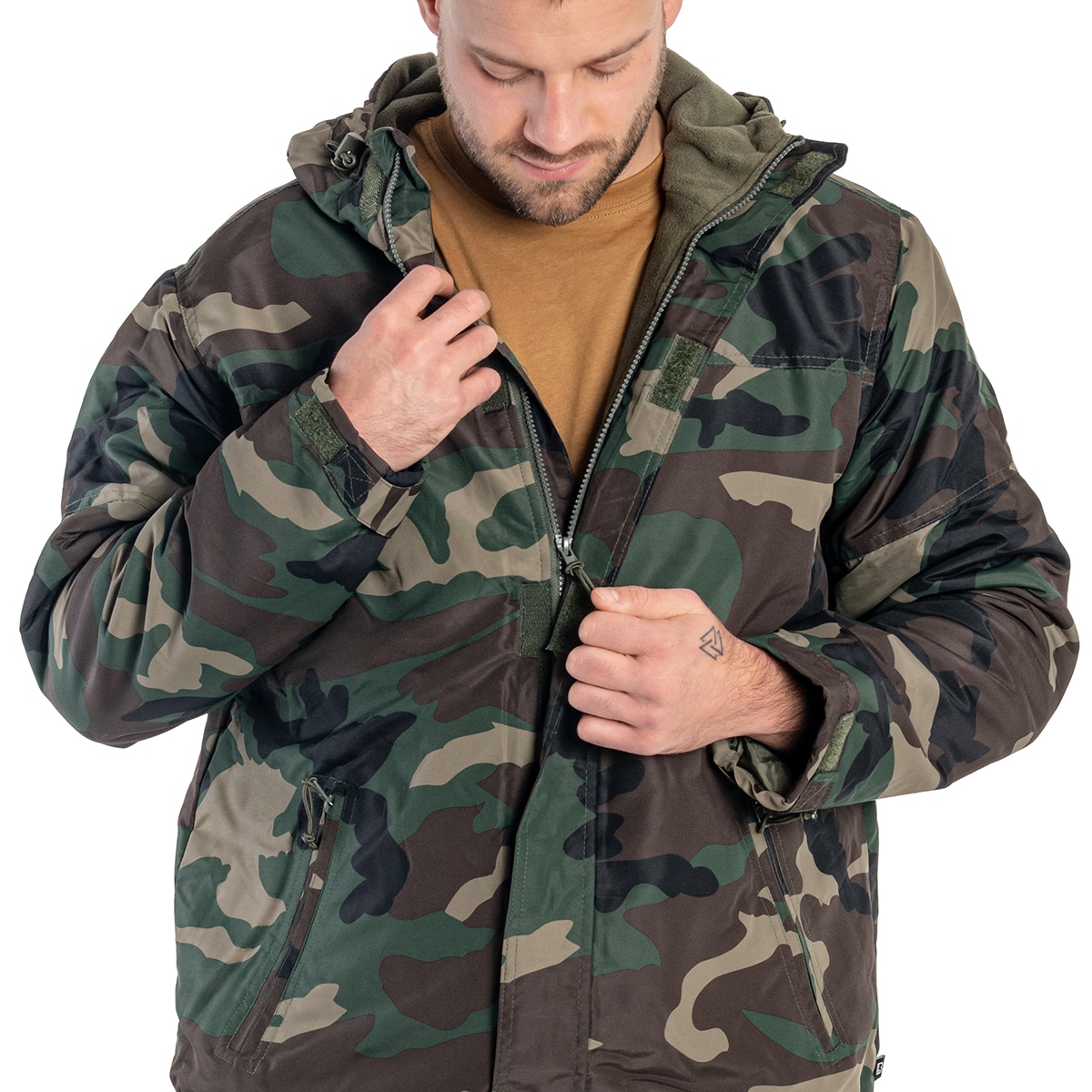 Brandit - Windbreaker Frontzip - Jacke mit Fleece-Innenseite - Woodland