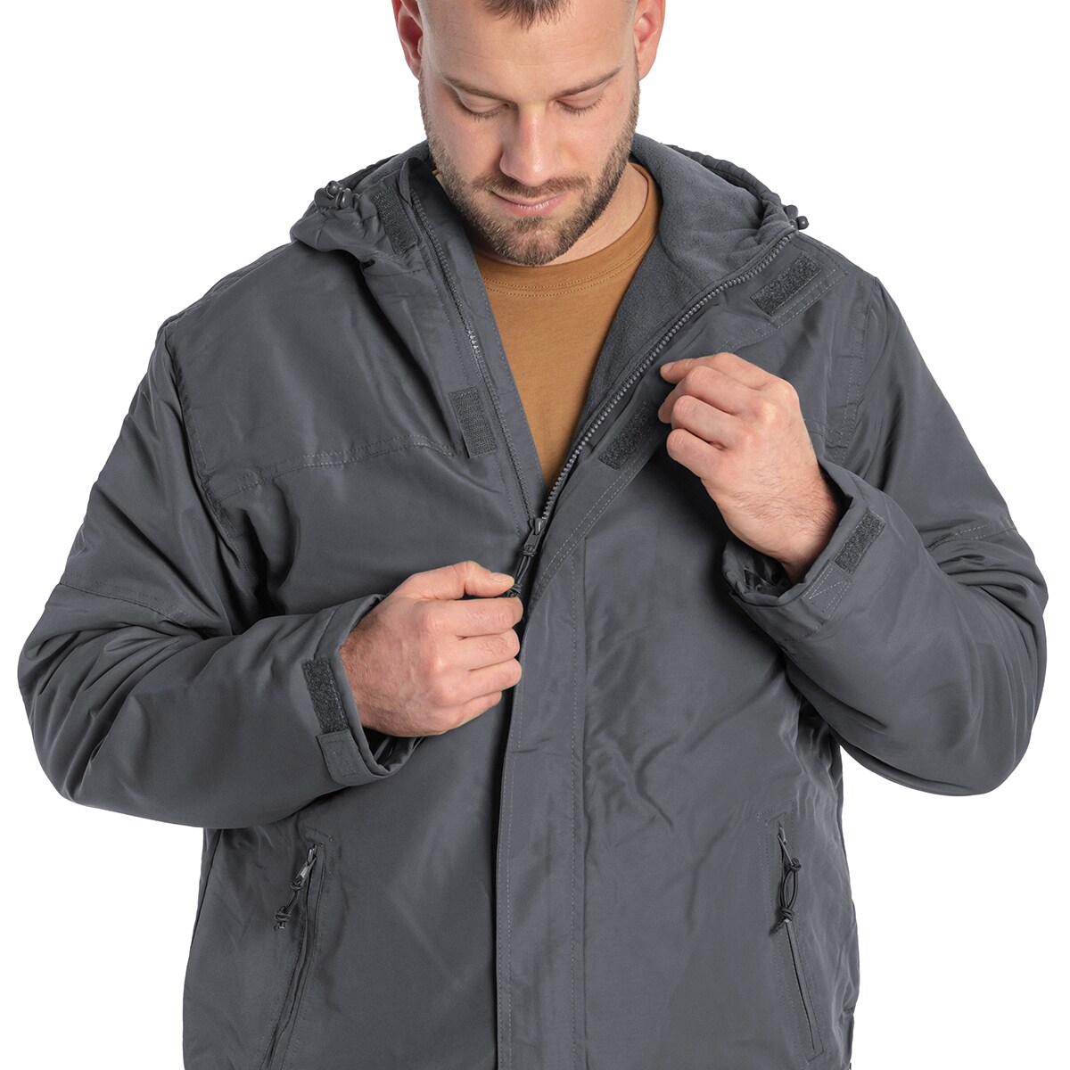 Brandit - Windbreaker Frontzip - Jacke mit Fleece-Innenseite - Anthracite