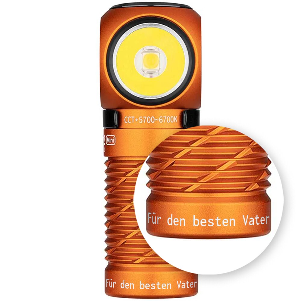 Olight - Perun 2 Mini Kit - Stirn- und Winkeltaschenlampe mit Stirnband  1100 Lumen - Orange