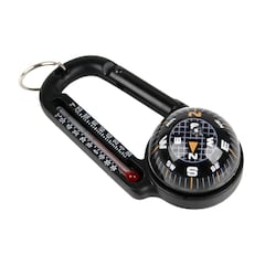 FOSCO - Karabinerhaken mit Kompass und Thermometer - Black