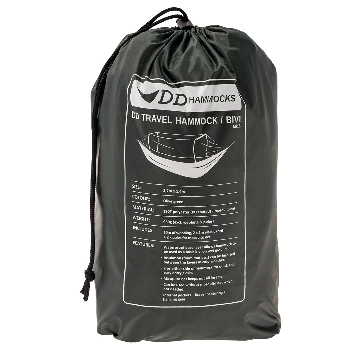 DD Hammocks - Travel Bivi - Wasserdichte Hängematte - Olive