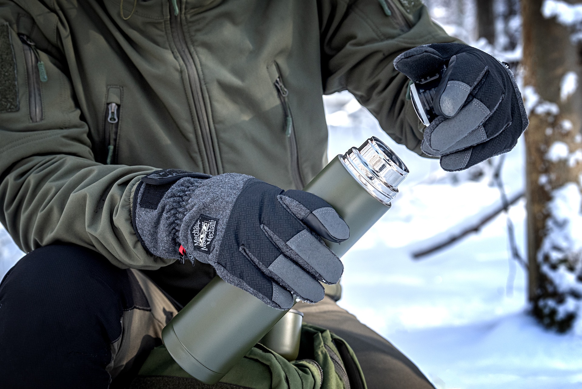 Mil-Tec - Thermoskanne aus Edelstahl 1 l - Olive