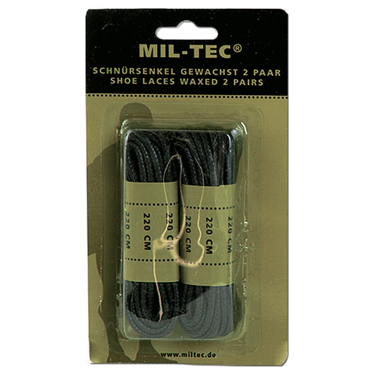 Mil-Tec - Gewachste Schnürsenkel - 220 cm - Black