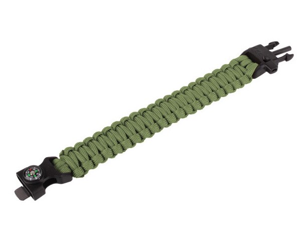 Paracord - Armband mit Kompass - 8'' - Grün