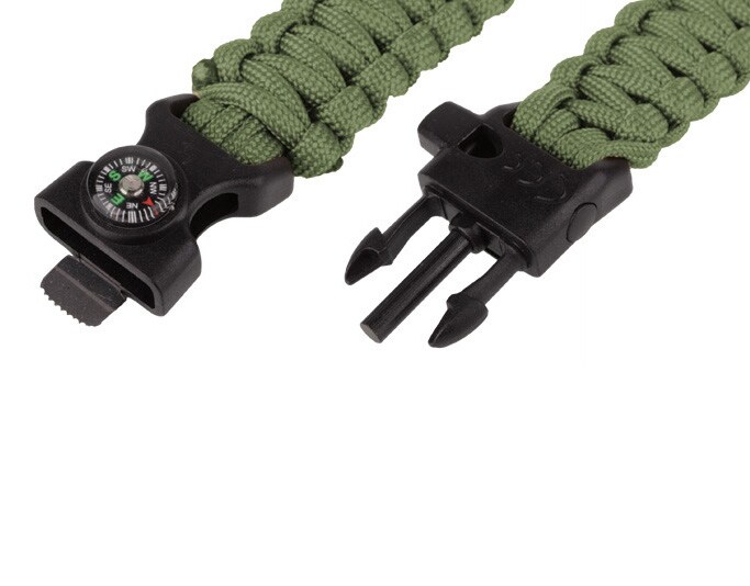 Paracord - Armband mit Kompass - 8'' - Grün