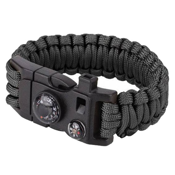 Paracord - Armband mit Kompass - 9'' - Black